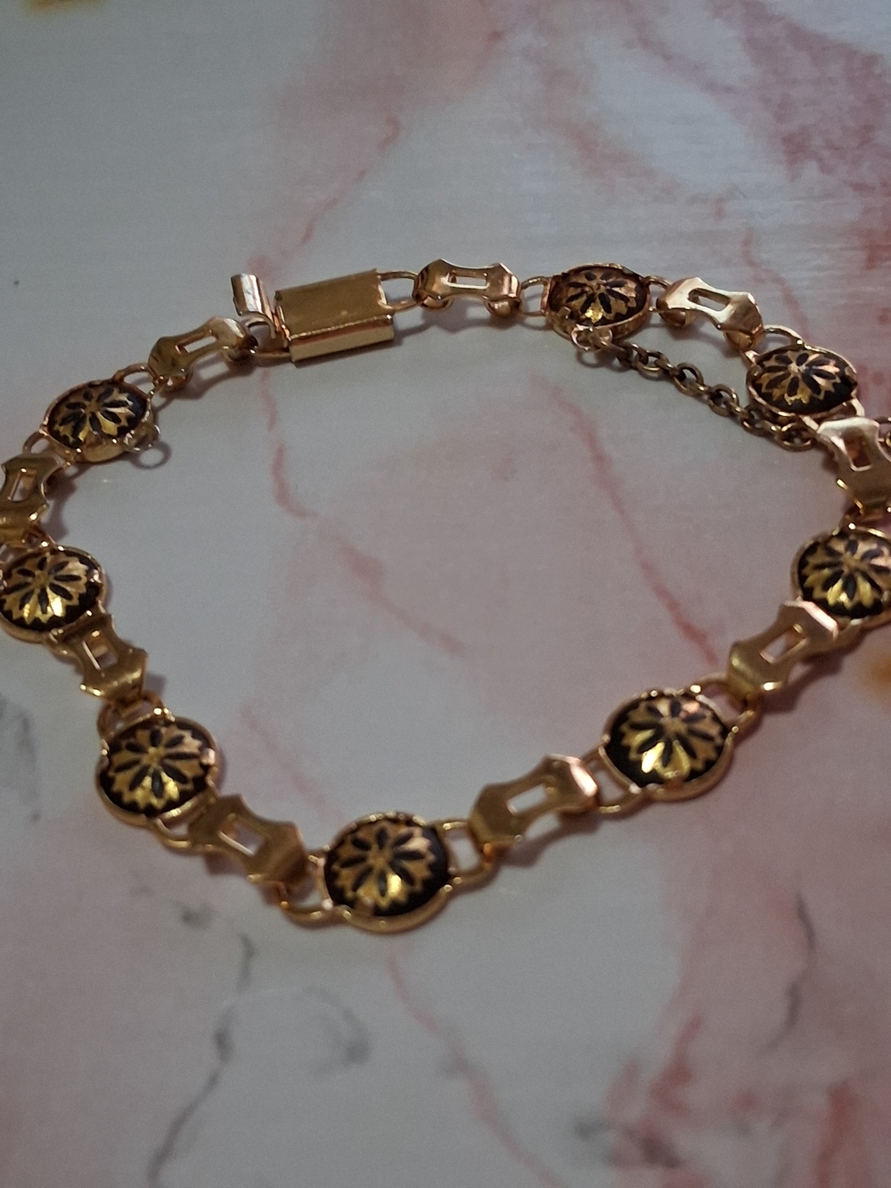 Source Unknown Gold-Tone Floral Medallion Bracelet